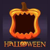 Halloween pumpkin frame avatar, blank template for game. vector