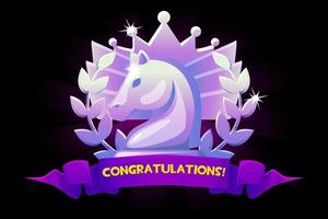 Knight icon. Congratulations Chess award symbol for chess strategy board game. vector