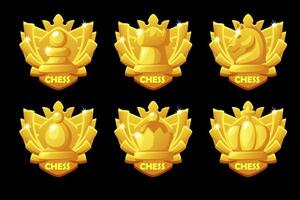 Game Rank chess awards, golden icons chess strategy board game. Vector symbol