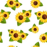 Seamless pattern with sunflowers on white background. vector