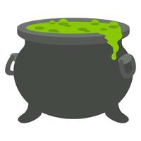 Cauldron with magic potion. Vector flat design