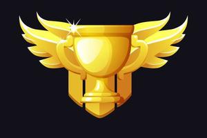 Gold cup award with wings for the winner for ui games. Vector illustration award for victory, luxury icon for graphic design.