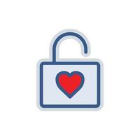 Open lock icon with heart. Icon related to wedding. colored icon style. suitable for sticker. Simple design editable vector