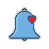 icono de campana con corazón. icono relacionado con la boda. estilo de icono de color. adecuado para pegatina. diseño simple editable vector