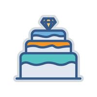 Cake icon with gemstone. Icon related to wedding. colored icon style. suitable for sticker. Simple design editable vector