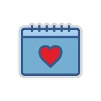 Calendar icon with heart. Icon related to wedding. colored icon style. suitable for sticker. Simple design editable vector