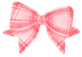 Checkered Pink gift ribbon bow illustrations hand painted watercolor styles png