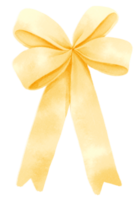 Yellow gift ribbon bow illustrations hand painted watercolor styles png