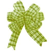 Green with Checkered gift ribbon bow illustrations hand painted watercolor styles png