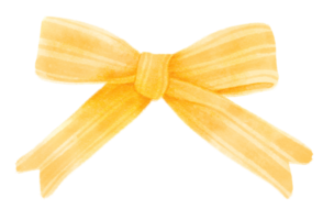 illustrations de noeud de ruban cadeau jaune styles aquarelle peints à la main png