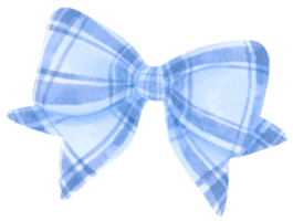 Checkered Blue gift ribbon bow illustrations hand painted watercolor styles png