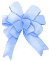illustrations de noeud de ruban cadeau bleu styles aquarelle peints à la main png
