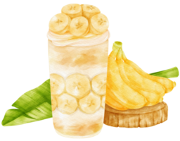 Banana smoothie drink composition watercolor