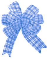 Blue with Checkered  gift ribbon bow illustrations hand painted watercolor styles