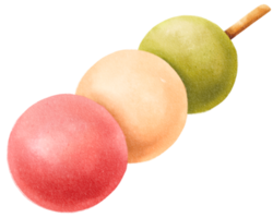 dango japansk dumpling handmålad illustration png