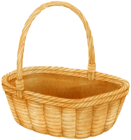 ilustración de cesta de mimbre acuarela png