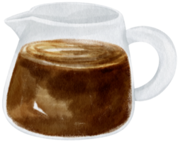 jarra con café ilustración acuarela png