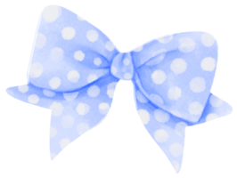 Polka dot Blue gift ribbon bow illustrations hand painted watercolor styles