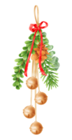 estilos de ilustración de acuarela de ramo de vegetación navideña