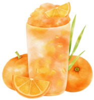 jugo de naranja bebida de verano composición acuarela png