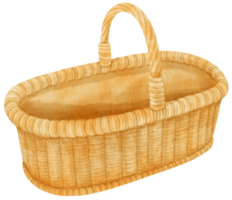 Watercolor wicker basket illustration png