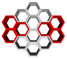 Bloc hexagonal 3ds aligné sur de nombreuses formes, bloc vierge pour ajouter votre texte ou libellé png