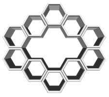 Bloc hexagonal 3ds aligné sur de nombreuses formes, bloc vierge pour ajouter votre texte ou libellé png