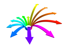 les 3 flèches incurvées qui ont une couleur de spectre png