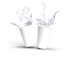 3d rendering image of 2 cups and water splash png
