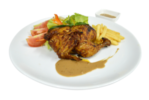 Roasted half chicken with vegetables png