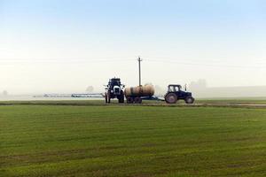 Treatment of a field, close up photo