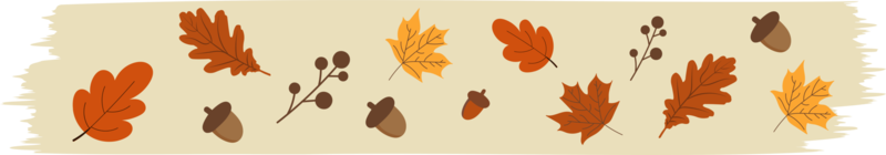 washi tape autumn seasonal with falling leaves, floral elements symbols png