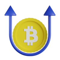 illustrazione 3d di bitcoin up rate png