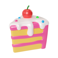 ícone de ilustração 3d fatiado de bolo png