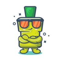 mascota de personaje de botella de enjuague bucal dental genial con dibujos animados aislados de expresión genial en diseño de estilo plano png