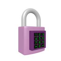 Digital padlock illustration 3D image isolated transparent background png