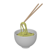 ciotola di noodle con illustrazione di bacchette immagine 3d isolato sfondo trasparente png