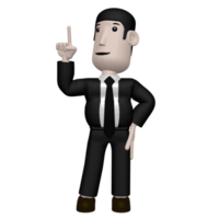 personnage d'homme d'affaires pointant vers le haut illustration image 3d isolé fond transparent png