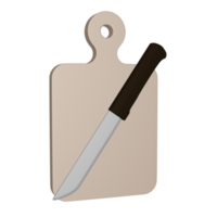 Cutting board and knife illustration 3D image isolated transparent background png