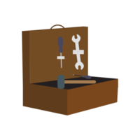 imagen png de caja de herramientas de trabajador simple. caja de herramientas con llave y destornillador sobre fondo transparente.