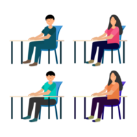 Teacher teaching physics in his classroom with students flat character vector. Female teacher with blackboard and classroom interior illustration. Students studying and learning physics. png