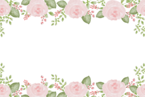 lös akvarell färgglada rosor och vilda blommor bukett krans ram bakgrund png