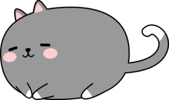 Cute Sleeping Chubby Cat Cartoon Element png