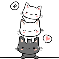 söt kitty cat familj hälsning tecknade element png