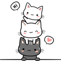 lindo gatito gato familia saludo elemento de dibujos animados png