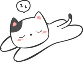 Élément de dessin animé paresseux endormi chat minou mignon png