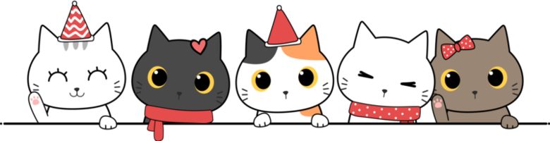gruppo di simpatico gatto saluto cartone animato png