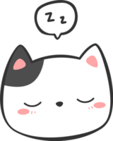 elemento del fumetto della testa del gatto del gattino sveglio che dorme png