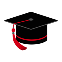 file png di nappa rossa con cappuccio di graduazione nera