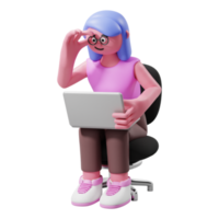 3d render character carrying laptop png